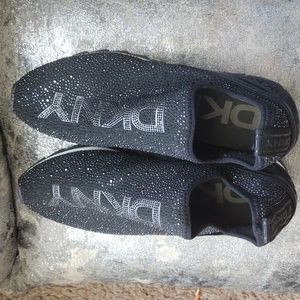 Women's DKNY Black Sparkly rhinestone sneakers no lace Size 9 1/2